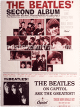 the Beatles' second album promo poster